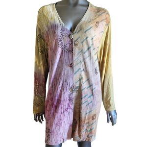 75B. JG'S Mad Lab Olive Graphic Shirt/Jacket - Size LARGE